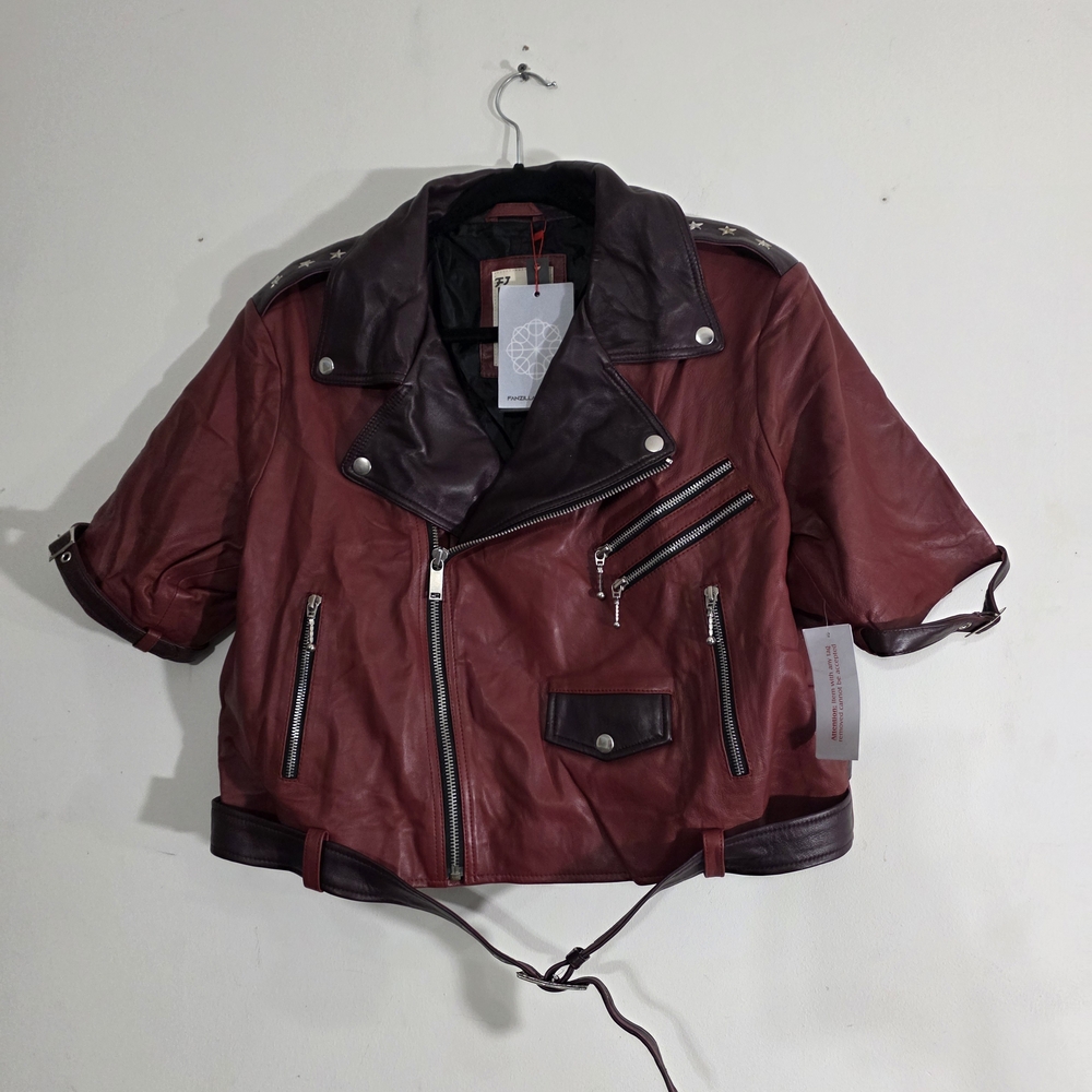 Stylish Maroon Leather Biker Jacket